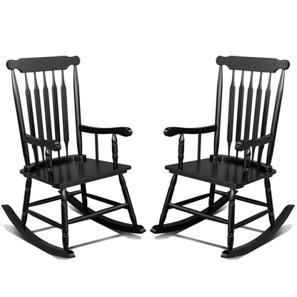 Windsor Schaukelstuhl aus Pappelholz Schwarz