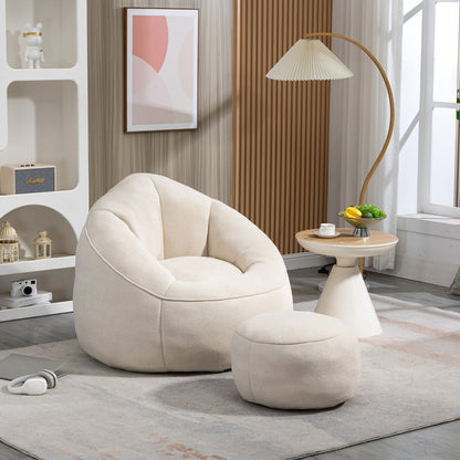 CloudSoft Sitzsack mit Fußhocker Beige
