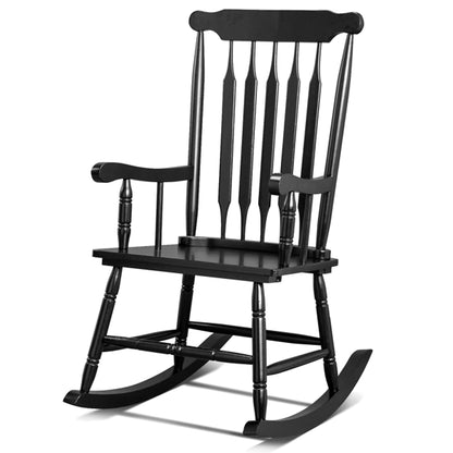 Windsor Schaukelstuhl aus Pappelholz Schwarz