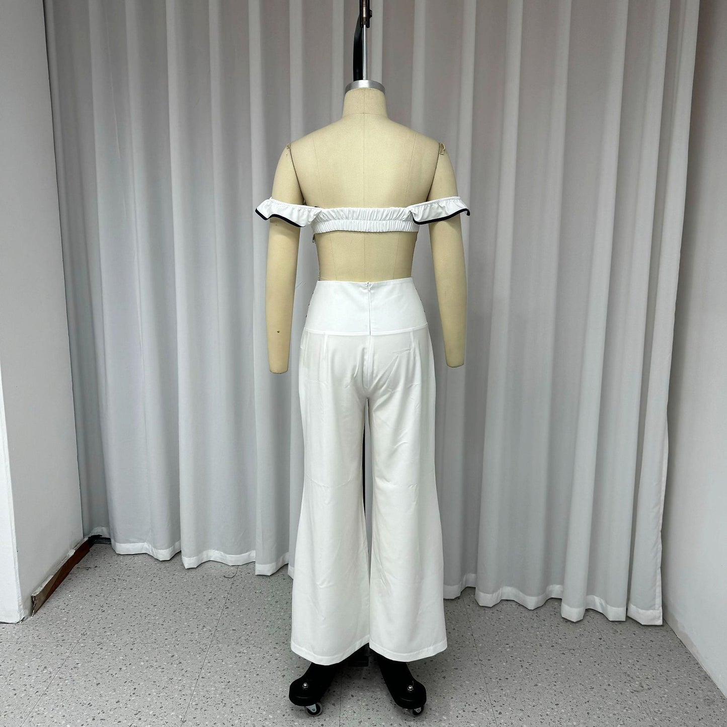 Women's Fashion Casual Off-shoulder Solid Color Two-piece Set