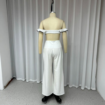 Women's Fashion Casual Off-shoulder Solid Color Two-piece Set