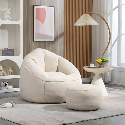 CloudSoft Sitzsack mit Fußhocker Beige