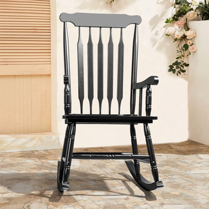 Windsor Schaukelstuhl aus Pappelholz Schwarz