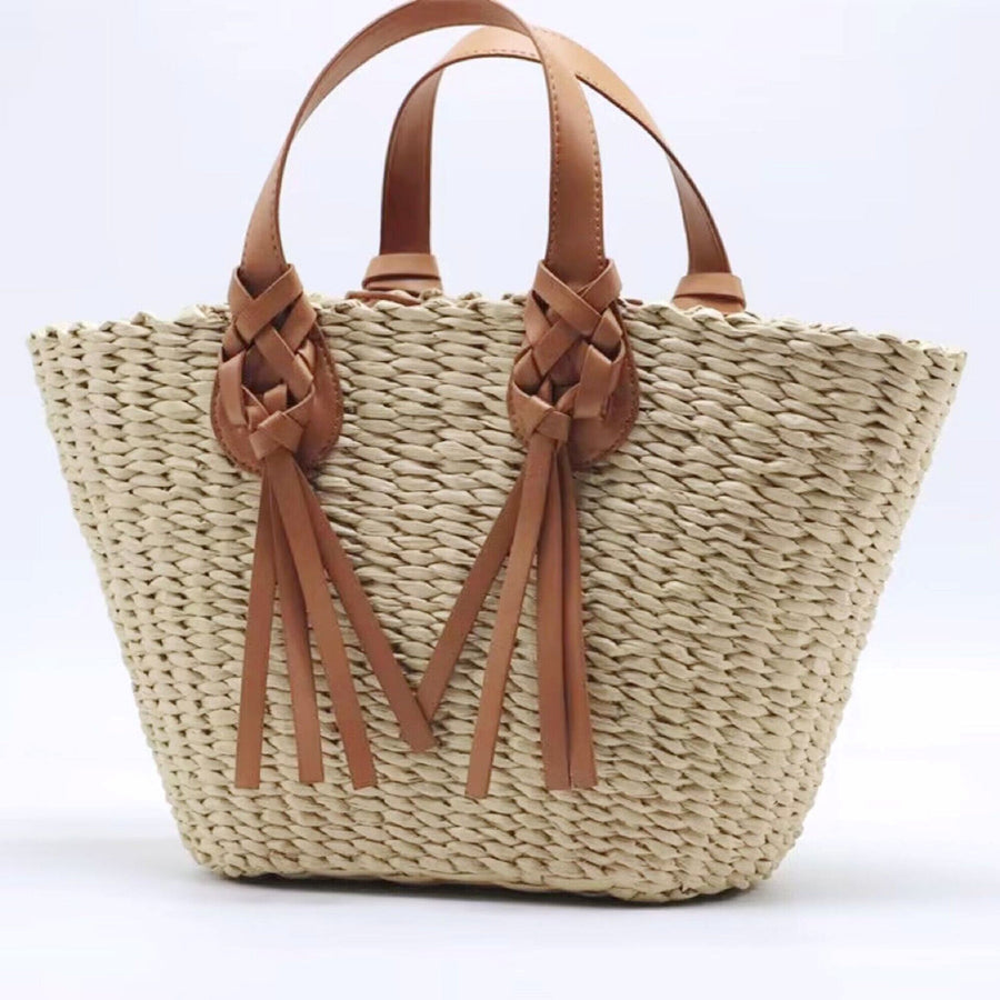 Damen Strohtasche mit Knotenhenkeln