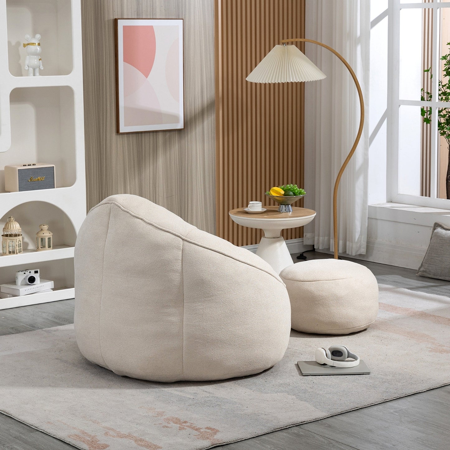 CloudSoft Sitzsack mit Fußhocker Beige