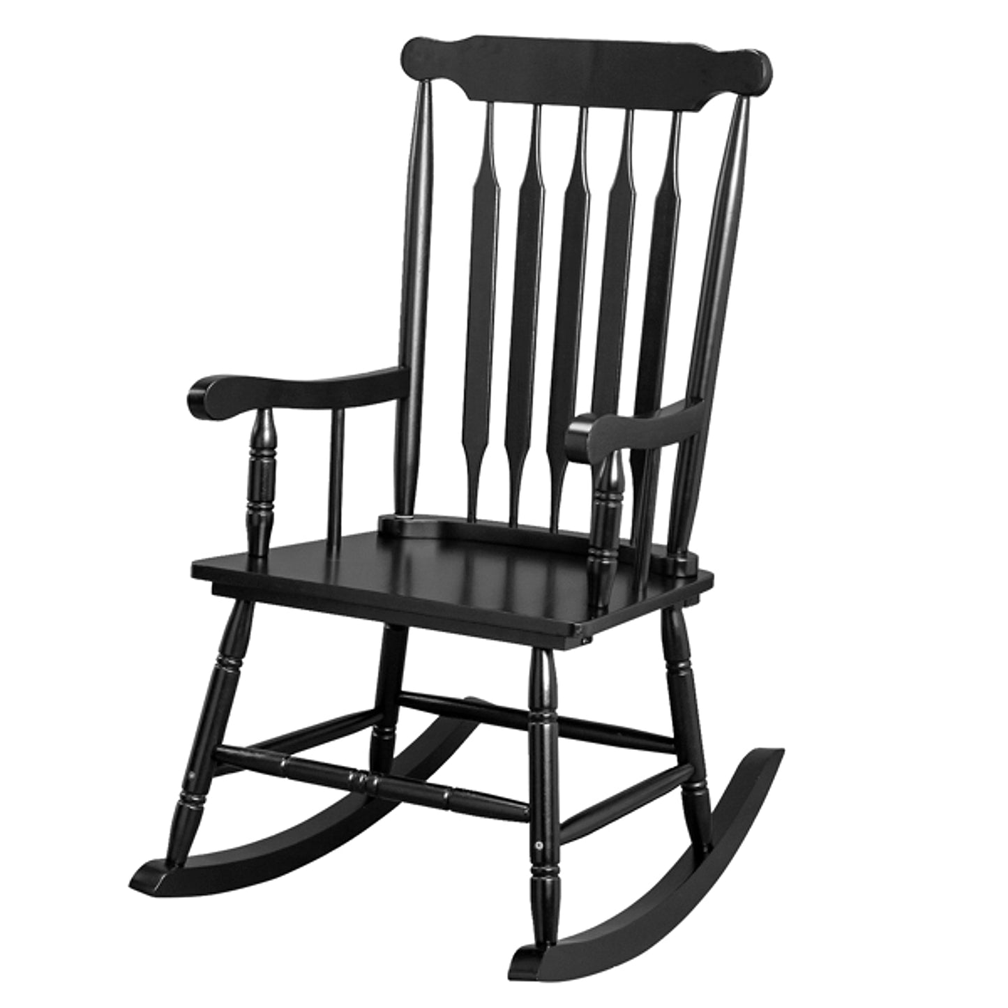Windsor Schaukelstuhl aus Pappelholz Schwarz