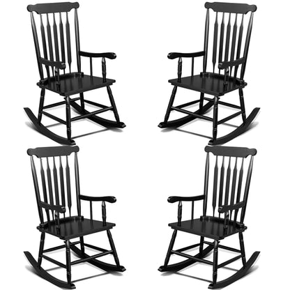 Windsor Schaukelstuhl aus Pappelholz Schwarz