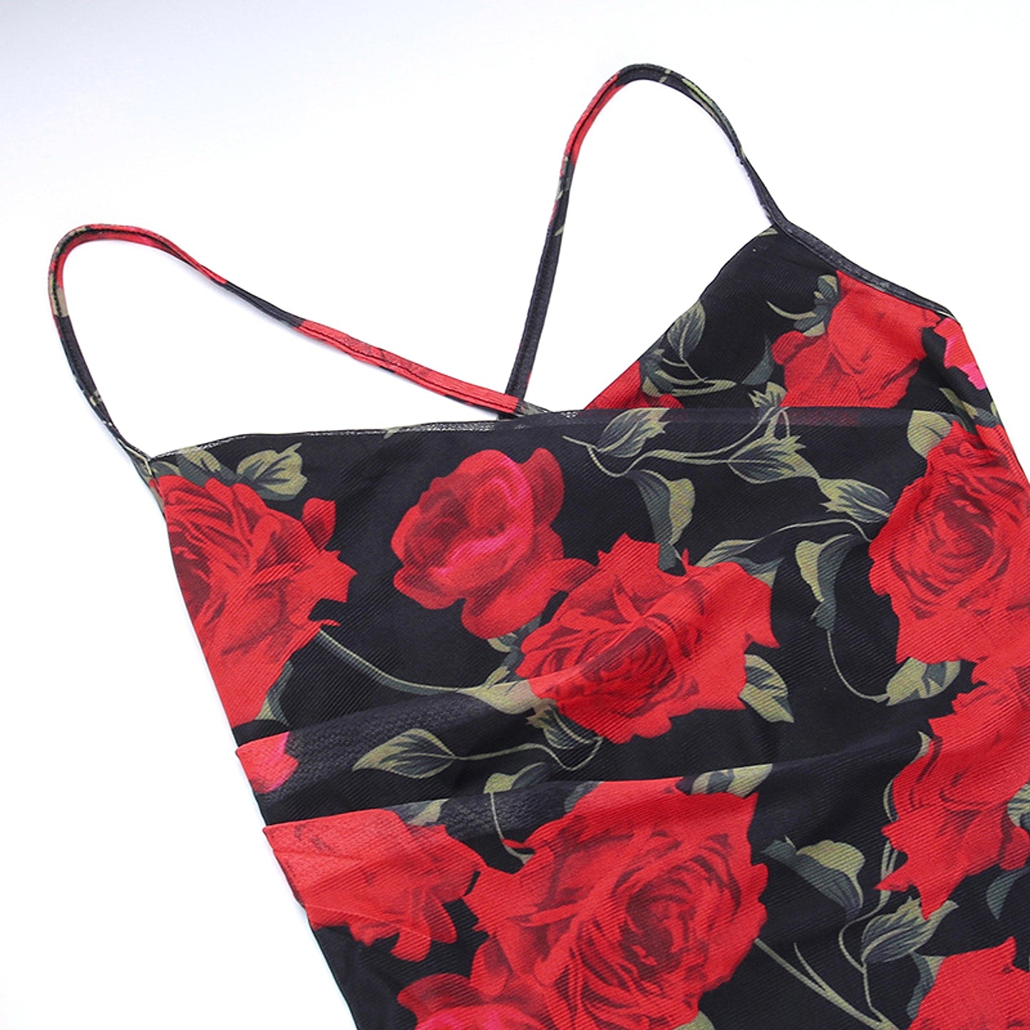 Damen Midikleid mit Blumenmuster und Spaghettiträgern